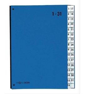 PAGNA Pultordner Color 1 – 31, auch für Überformate, numerisch, Polypropylen, blau PAGNA Pultordner Color 1 – 31, auch für Überformate, numerisch, Polypropylen, blau
