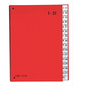 PAGNA Pultordner Color 1 – 31, auch für Überformate, numerisch, Polypropylen, rot PAGNA Pultordner Color 1 – 31, auch für Überformate, numerisch, Polypropylen, rot