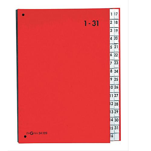 PAGNA Pultordner Color 1 - 31, auch für Überformate, numerisch, Polypropylen, rot