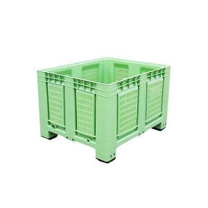 Palettenbehälter Big Box FP-FBO1210, 680 l, B 1200 x T 1000 x H 790 mm, perforiert, hellgrün, 4 Füße, bis 450 kg Palettenbehälter Big Box FP-FBO1210, 680 l, B 1200 x T 1000 x H 790 mm, perforiert, hellgrün, 4 Füße, bis 450 kg