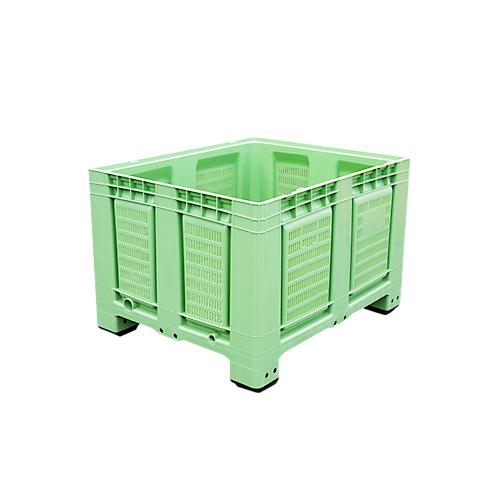 Palettenbehälter Big Box FP-FBO1210, 680 l, B 1200 x T 1000 x H 790 mm, perforiert, hellgrün, 4 Füße, bis 450 kg