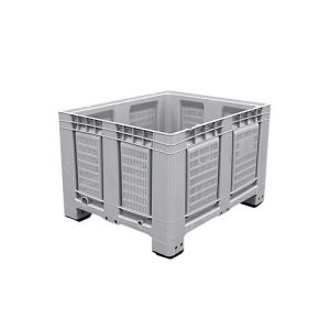 Palettenbehälter Big Box FP-FBO1210, 680 l, B 1200 x T 1000 x H 790 mm, perforiert, silbergrau, 4 Füße, bis 450 kg Palettenbehälter Big Box FP-FBO1210, 680 l, B 1200 x T 1000 x H 790 mm, perforiert, silbergrau, 4 Füße, bis 450 kg