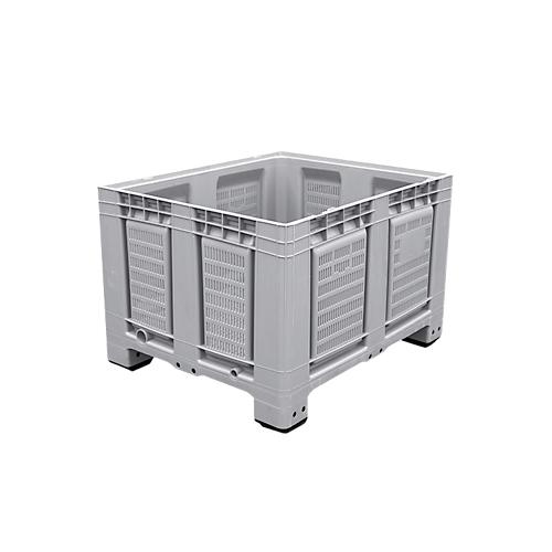 Palettenbehälter Big Box FP-FBO1210, 680 l, B 1200 x T 1000 x H 790 mm, perforiert, silbergrau, 4 Füße, bis 450 kg