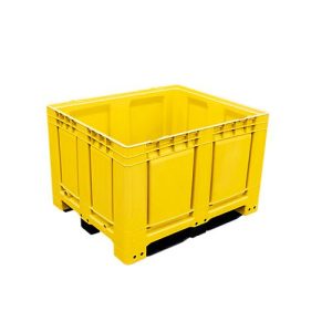 Palettenbox Big Box 680 l, B 1200 x T 1000 x H 790 mm, geschlossen, gelb, 3 Kufen Palettenbox Big Box 680 l, B 1200 x T 1000 x H 790 mm, geschlossen, gelb, 3 Kufen