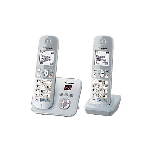 Panasonic KX-TG6822 - Schnurlostelefon - Anrufbeantworter mit Rufnummernanzeige - DECT - Pearly Silver + zusätzliches Handset