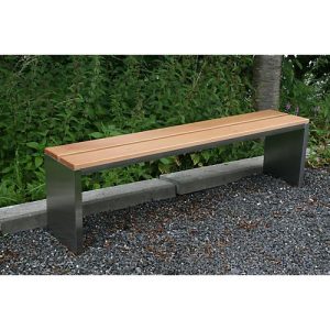 Parkbank, Edelstahl/Garapaholz, ohne Rückenlehne, B 1500 x T 300 x H 400 mm