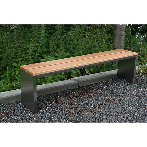 Parkbank, Edelstahl/Garapaholz, ohne Rückenlehne, B 2000 x T 300 x H 400 mm