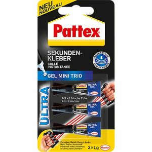 Pattex Sekundenkleber Ultra Gel Mini Trio, 3 x 1 g Pattex Sekundenkleber Ultra Gel Mini Trio, 3 x 1 g