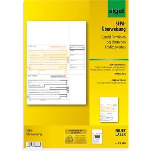 PC-SEPA-Überweisung sigel® ZV570, 100 Stück PC-SEPA-Überweisung sigel® ZV570, 100 Stück