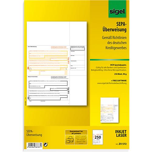 PC-SEPA-Überweisung sigel® ZV570, 250 Stück