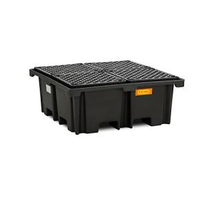 PE-Auffangwanne CEMO 400/4, mit 4 PE-Gitterrosten, B 1290 x T 1290 x H 500 mm, 400 l, für 4 x 200 l Fässer, bis 1200 kg PE-Auffangwanne CEMO 400/4, mit 4 PE-Gitterrosten, B 1290 x T 1290 x H 500 mm, 400 l, für 4 x 200 l Fässer, bis 1200 kg