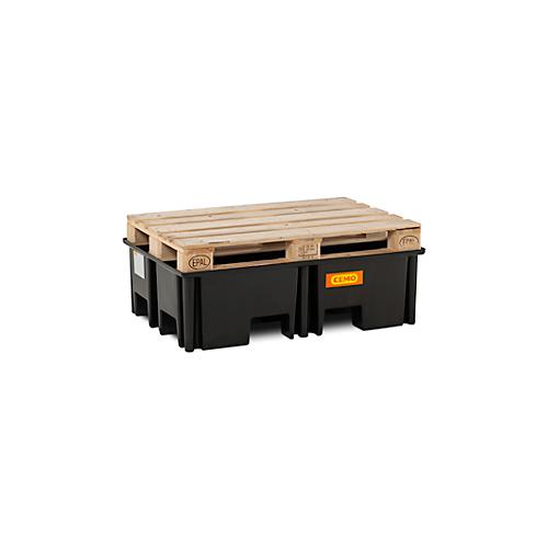 PE-Palettenauffangwanne CEMO 220/2 für 1 Europalette, L 1230 x B 830 x H 360 mm, 220 l, für 2 x 200 l Fässer, ohne Gitterrost