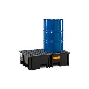 PE-Palettenauffangwanne CEMO 220/2 für 1 Europalette, L 1230 x B 830 x H 360 mm, 220 l, für 2 x 200 l Fässer, Stahl-Gitterrost PE-Palettenauffangwanne CEMO 220/2 für 1 Europalette, L 1230 x B 830 x H 360 mm, 220 l, für 2 x 200 l Fässer, Stahl-Gitterrost