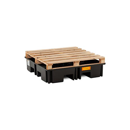 PE-Palettenauffangwanne CEMO 220/4 für 1 Industriepalette, L 1230 x B 1230 x H 260 mm, 220 l, für 4 x 200 l Fässer, ohne Gitterrost