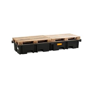 PE-Palettenauffangwanne CEMO 425/4e für 2 Europaletten längs, L 2420 x B 880 x H 360 mm, 425 l, für 4 x 200 l Fässer, ohne Gitterrost PE-Palettenauffangwanne CEMO 425/4e für 2 Europaletten längs, L 2420 x B 880 x H 360 mm, 425 l, für 4 x 200 l Fässer, ohne Gitterrost