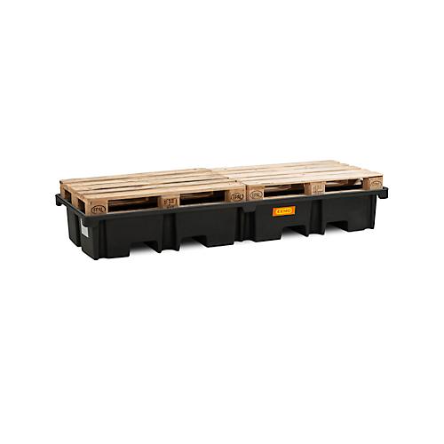 PE-Palettenauffangwanne CEMO 425/4e für 2 Europaletten längs, L 2420 x B 880 x H 360 mm, 425 l, für 4 x 200 l Fässer, ohne Gitterrost