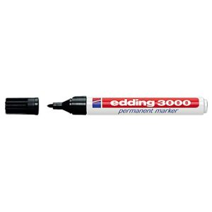Permanentmarker edding 3000, Rundspitze, licht- & abriebsbeständig, 1 Stück, schwarz Permanentmarker edding 3000, Rundspitze, licht- & abriebsbeständig, 1 Stück, schwarz
