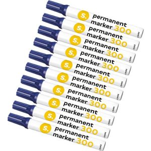 Permanentmarker S. 300, Rundspitze, Strichbreite 1,5-3 mm, wasserfest, offen lagerfähig, Aluminium & Kunststoff, blau, 10 Stück Permanentmarker S. 300, Rundspitze, Strichbreite 1,5-3 mm, wasserfest, offen lagerfähig, Aluminium & Kunststoff, blau, 10 Stück