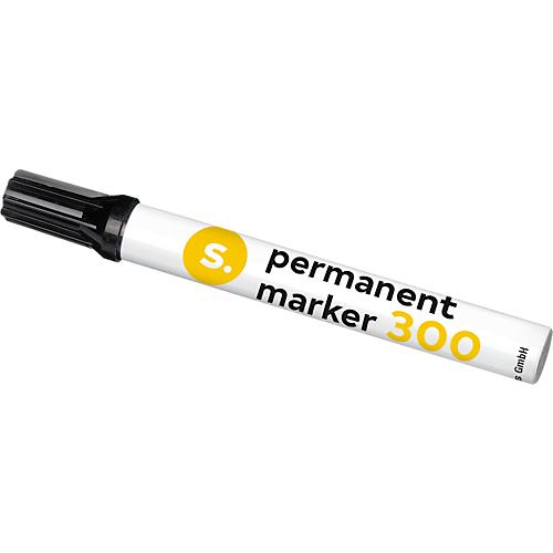 Permanentmarker S. 300, Rundspitze, Strichbreite 1,5-3 mm, wasserfest, offen lagerfähig, Aluminium & Kunststoff, schwarz, 1 Stück