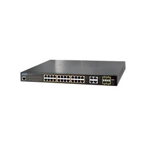 PLANET GS-4210-24P4C – Switch – managed – 24 x 10/100/1000 (PoE+) + 4 x Kombi-Gigabit-SFP – Desktop, an Rack montierbar – PoE+ (220 W) PLANET GS-4210-24P4C – Switch – managed – 24 x 10/100/1000 (PoE+) + 4 x Kombi-Gigabit-SFP – Desktop, an Rack montierbar – PoE+ (220 W)