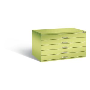 Planschrank aus Stahl, für Formate bis DIN A0, 5 Schubladen Planschrank aus Stahl, für Formate bis DIN A0, 5 Schubladen