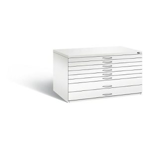 Planschrank aus Stahl, für Formate bis DIN A0, 8 Schubladen Planschrank aus Stahl, für Formate bis DIN A0, 8 Schubladen