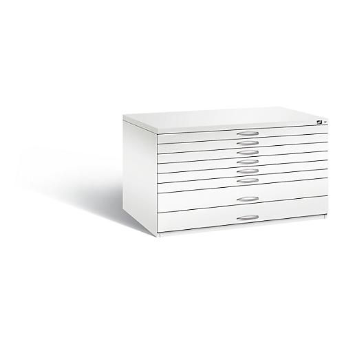 Planschrank aus Stahl, für Formate bis DIN A0, 8 Schubladen