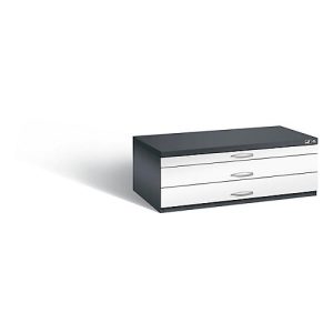 Planschrank aus Stahl, für Formate bis DIN A1, 3 Schubladen Planschrank aus Stahl, für Formate bis DIN A1, 3 Schubladen