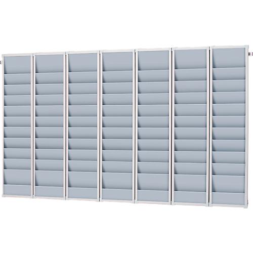 Planungstafel Eichner Flexo, 5er-Set, mit Wandprofil, je 10 Tafelschienen, für bis zu 50 Auftragstaschen, B 1700 x T 100 x H 1280 mm, Kunststoff, grau