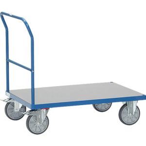 Plattformwagen fetra®, Schiebebügel, Lenk- & Bockrollen, bis 600 kg, Ladefläche aus Hart-PVC mit L 1200 x B 800 mm Plattformwagen fetra®, Schiebebügel, Lenk- & Bockrollen, bis 600 kg, Ladefläche aus Hart-PVC mit L 1200 x B 800 mm