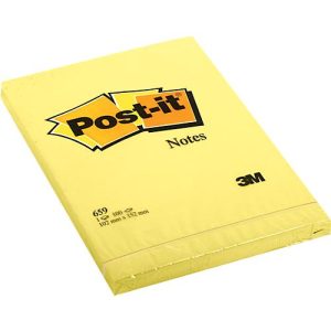 POST-IT Haftnotizen 659, 102 x 152 mm, selbsthaftend, wiederablösbar, cellophanfrei verpackt, 6 x 100 Blatt, gelb POST-IT Haftnotizen 659, 102 x 152 mm, selbsthaftend, wiederablösbar, cellophanfrei verpackt, 6 x 100 Blatt, gelb