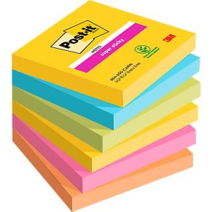POST-IT Haftnotizen Super Sticky Notes Carnival 654-6SS-CARN, 76 x 76 mm, wiederablösbar, cellophanfrei verpackt, farbig, 6 x 90 Blatt POST-IT Haftnotizen Super Sticky Notes Carnival 654-6SS-CARN, 76 x 76 mm, wiederablösbar, cellophanfrei verpackt, farbig, 6 x 90 Blatt