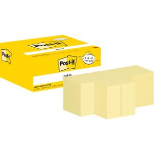 POST-IT Note Haftnotizen 654/655/653 Sparpaket, wiederablösbar, cellophanfrei verpackt, diverse Größen, gelb POST-IT Note Haftnotizen 654/655/653 Sparpaket, wiederablösbar, cellophanfrei verpackt, diverse Größen, gelb