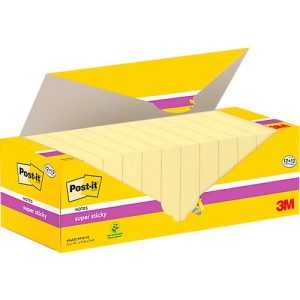 Post-it® Super Sticky Notes 654SSCYP1, B 76 x H 76 mm, 100 % Recycling-Papier, gelb, 24 Blöcke á 90 Blatt Post-it® Super Sticky Notes 654SSCYP1, B 76 x H 76 mm, 100 % Recycling-Papier, gelb, 24 Blöcke á 90 Blatt
