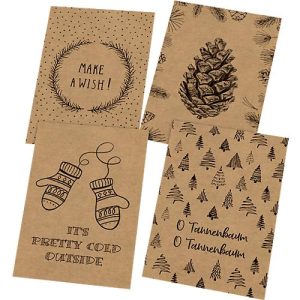 Postkarten-Set Weihnachten Sigel ‚Natural Christmas‘, 24 Stück, 12 Motive, DIN A6, Kraftkarton braun Postkarten-Set Weihnachten Sigel ‚Natural Christmas‘, 24 Stück, 12 Motive, DIN A6, Kraftkarton braun