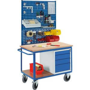 Profi-Werkbankwagen mit 4 Schubladen, 2 x Lochmodulplatte, 1 x Schlitzmodulplatte, 1250x700x1990mm Profi-Werkbankwagen mit 4 Schubladen, 2 x Lochmodulplatte, 1 x Schlitzmodulplatte, 1250x700x1990mm
