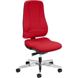 Prosedia Bürostuhl LEANOS V ERGO, Synchronmechanik, ohne Armlehnen, ergonomische Rückenlehne, rot/alupoliert Prosedia Bürostuhl LEANOS V ERGO, Synchronmechanik, ohne Armlehnen, ergonomische Rückenlehne, rot/alupoliert