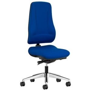 Prosedia Bürostuhl LEANOS V KOMFORT, Synchronmechanik, ohne Armlehnen, hohe Rückenlehne, blau/alupoliert Prosedia Bürostuhl LEANOS V KOMFORT, Synchronmechanik, ohne Armlehnen, hohe Rückenlehne, blau/alupoliert