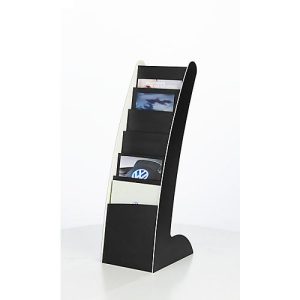 Prospektständer Paperflow COURBO Slim, Kunststoff, DIN A4, 6 Fächer, schwarz-weißes Design
