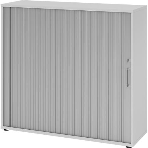 Querrollladenschrank Breno, 3 OH, abschließbar, stapelbar, B 1200 x T 400 x H 1100 mm, Spanplatte, lichtgrau