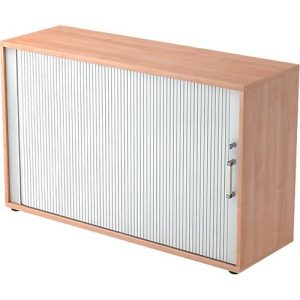 Querrollladenschrank TARVIS, 2 Ordnerhöhen, B 1200 x T 400 x H 825 mm, abschließ- & stapelbar, Nussbaum-Dekor/alusilber