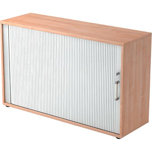 Querrollladenschrank TARVIS, 2 Ordnerhöhen, B 1200 x T 400 x H 825 mm, abschließ- & stapelbar, Nussbaum-Dekor/alusilber