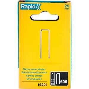 Rapid Schmalrückenklammern Typ 606, 25 mm Schenkellänge, Präzisionsschnitt, galvanisiert, 1920 Stück Rapid Schmalrückenklammern Typ 606, 25 mm Schenkellänge, Präzisionsschnitt, galvanisiert, 1920 Stück