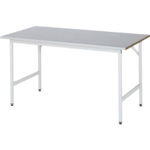 Rau Arbeitstisch Jerry, manuell höhenverstellbar, 25 mm MDF-Platte mit Stahlblechbelag, bis 300 kg, B 1500 x T 800 x H 800-850 mm, silber/lichtgrau Rau Arbeitstisch Jerry, manuell höhenverstellbar, 25 mm MDF-Platte mit Stahlblechbelag, bis 300 kg, B 1500 x T 800 x H 800-850 mm, silber/lichtgrau