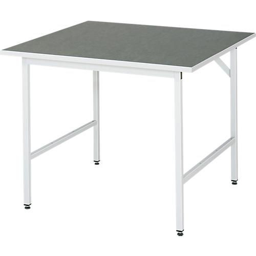 Rau Arbeitstisch Jerry, manuell höhenverstellbar, 25 mm Spanplatte mit Linoleumbelag, bis 300 kg, B 1000 x T 1000 x H 800-850 mm, hellgrau/lichtgrau