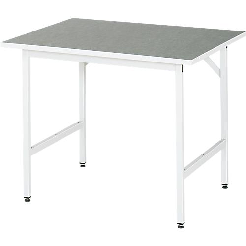 Rau Arbeitstisch Jerry, manuell höhenverstellbar, 25 mm Spanplatte mit Linoleumbelag, bis 300 kg, B 1000 x T 800 x H 800-850 mm, hellgrau/lichtgrau
