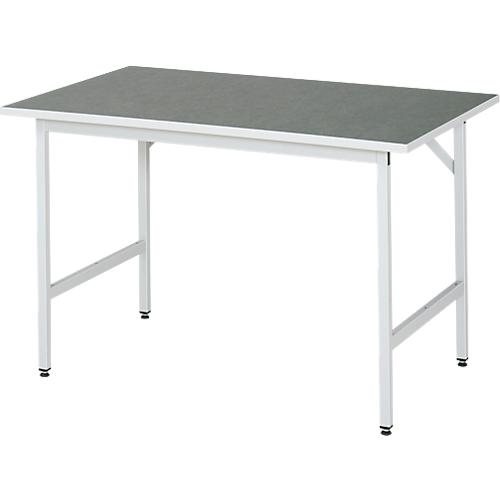 Rau Arbeitstisch Jerry, manuell höhenverstellbar, 25 mm Spanplatte mit Linoleumbelag, bis 300 kg, B 1250 x T 800 x H 800-850 mm, hellgrau/lichtgrau