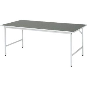 Rau Arbeitstisch Jerry, manuell höhenverstellbar, 25 mm Spanplatte mit Linoleumbelag, bis 300 kg, B 2000 x T 1000 x H 800-850 mm, hellgrau/lichtgrau Rau Arbeitstisch Jerry, manuell höhenverstellbar, 25 mm Spanplatte mit Linoleumbelag, bis 300 kg, B 2000 x T 1000 x H 800-850 mm, hellgrau/lichtgrau