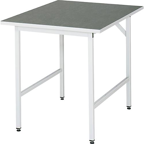 Rau Arbeitstisch Jerry, manuell höhenverstellbar, 25 mm Spanplatte mit Linoleumbelag, bis 300 kg, B 750 x T 1000 x H 800-850 mm, hellgrau/lichtgrau
