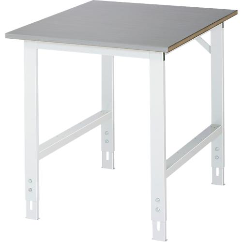 Rau Arbeitstisch Tom, manuell höhenverstellbar, 25 mm MDF-Platte mit Edelstahlbelag, bis 500 kg, B 750 x T 1000 x H 760-1080 mm, silber/lichtgrau